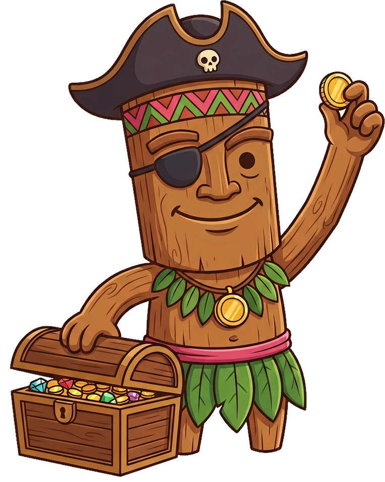 Tiki pirata con cofre